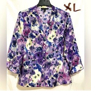 LADIES PURPLE, WHITE, YELLOW & BOYSENBERRY COLORED TOP